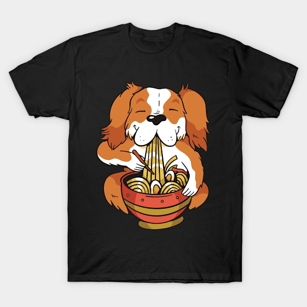 Cavalier King Charles Spaniel Ramen Noodles T-Shirt by Visual Vibes